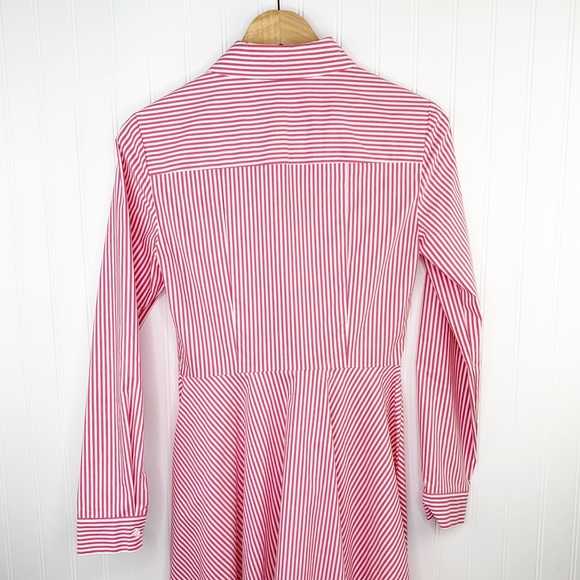 Cremieux Emily Red and White Stripe Pin-tuck Button Down Shirt Dress - Picture 11 of 14